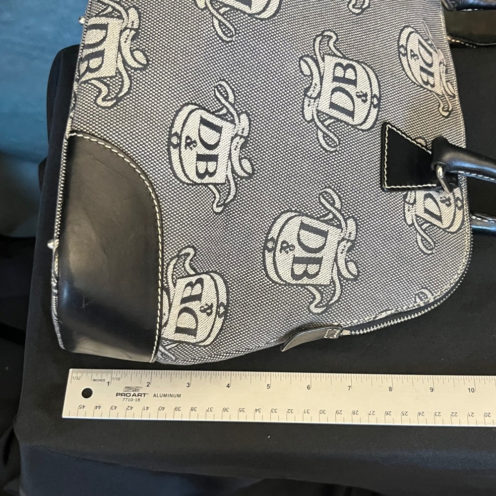 Dooney & Bourke Donegal Crest Dome Satchel Monogram Grey Black Leather Trim - Picture 16 of 16